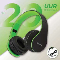 PowerLocus P1 Bluetooth Koptelefoon – Draadloos – Over Ear – Met Microfoon – Inklapbaar - incl. Hoes – Zwart/Groen — thumbnail 10