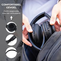PowerLocus P1 Bluetooth Koptelefoon – Draadloos – Over Ear – Met Microfoon – Inklapbaar - incl. Hoes – Zwart — thumbnail 5