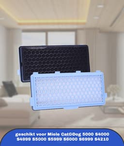 2x Actief HEPA Filter SF-AH 50 voor Miele Stofzuiger Cat&Dog 5000 S4000 S4999 S5000 S5999 S6000 S6999 S4210 Stofzuigers, Compact C1 C2 Complete C2 C3-2x Air Clean Filter, 2x Motorfilters — thumbnail 1