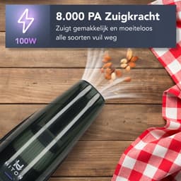 Hiton Kruimeldief snoerloos - Handstofzuiger - Auto stofzuiger - Kruimelzuiger - Oplaadstation - Zwart - 3 opzetstukken — thumbnail 3