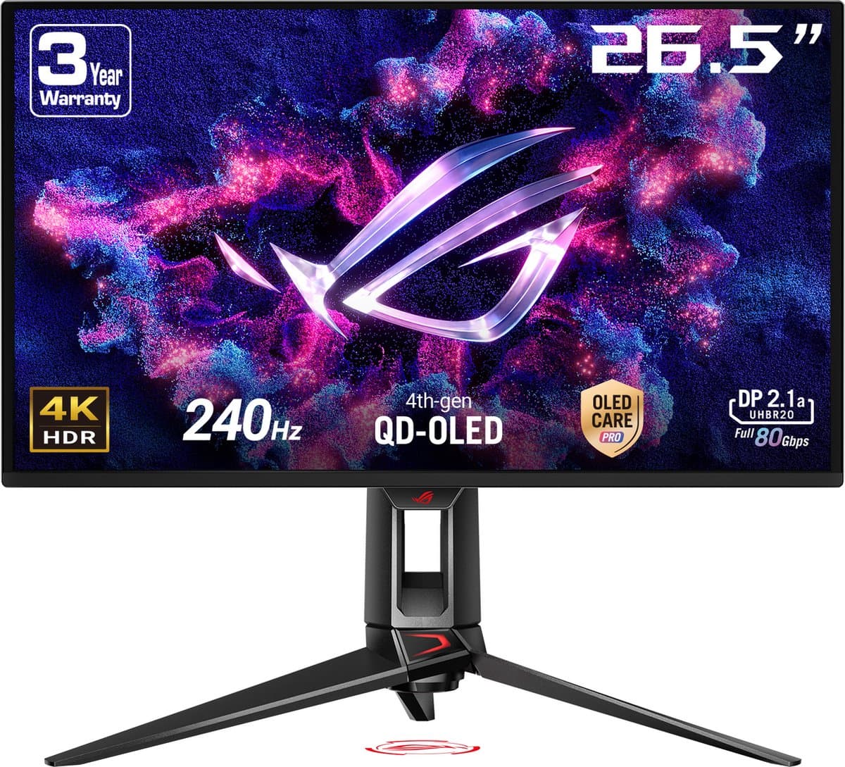 ASUS ROG Swift OLED PG27UCDM - 4K QD-OLED Gaming Monitor - DP2.1 - USB C 90W Power Delivery - 240Hz - 27 Inch — afbeelding 1