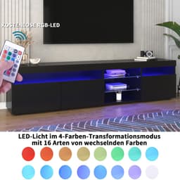 Zwart modern TV-meubel, helder paneel, variabele LED-verlichting, woon- en eetkamer 180cm — thumbnail 11