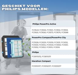 JC's ® - Filter set geschikt voor Philips PowerPro Compact and Power Pro Active en City filterset Stofzuiger FC8010/02 FC8010/01 HEPA allergie - Rubberen houders — thumbnail 8