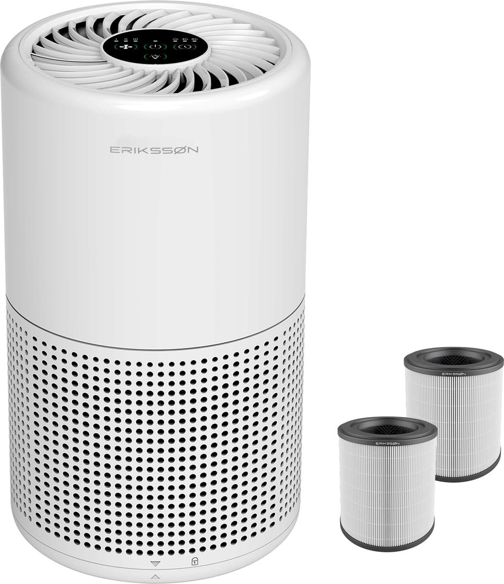 Erikssøn Luchtreiniger Prime - Met Hepa Filter 2x - 70 m3/u - Vermindert Stof En Pollen - Air Purifier - Wit — afbeelding 1