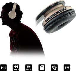 PowerLocus P1 Bluetooth Koptelefoon – Draadloos – Over Ear – Met Microfoon – Inklapbaar - incl. Hoes – Goud — thumbnail 10
