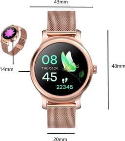 Belesy® SMART - Smartwatch Dames - Smartwatch Heren - Horloge - Stappenteller - 1.3 inch - Kleurenscherm - Full Touch - Bluetooth Bellen - Roségoud - Staal - Moederdag — thumbnail 14