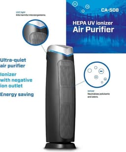 Clean Air Optima® CA-508 - HEPA UV Ionisator Luchtreiniger - TRUE HEPA (H13) Filter - Koolstoffilter - UV-C Lamp - 6 Reinigingstechnieken - Ultrastille Werking - 5 Instelbare Snelheden - Slim Design — thumbnail 7