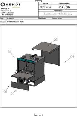 HENDI Glazen vaatwasser – elektronische bediening – roestvast staal – afvoerpomp – 40x40 cm — thumbnail 2