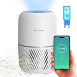 Luchtreiniger Pro met App en Vervangbare HEPA 13 Filter en UV-Lamp - Air Purifier - 165m3/u - Air Cleaner - 4 Standen - Koolstoffilter - Tegen Hooikoorts, Huisstofmijt, Allergie, Stof, Geur, Rook - Wit - Silvergear — thumbnail 1
