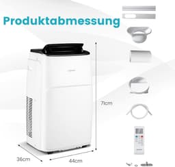 COSTWAY Mobiele airconditioning met afvoerslang, 14000 BTU, voor ruimtes tot 135 m³, 5-in-1 airconditioner voor koelen, verwarmen, ontvochtigen, ventileren en slaapmodus, app/afstandsbediening — thumbnail 10