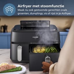 Philips 5000 Series Dual Basket Airfryer - NA551/00 - Stoomfunctie - Dubbele Mand - 9L - Tot 6 Personen — thumbnail 2