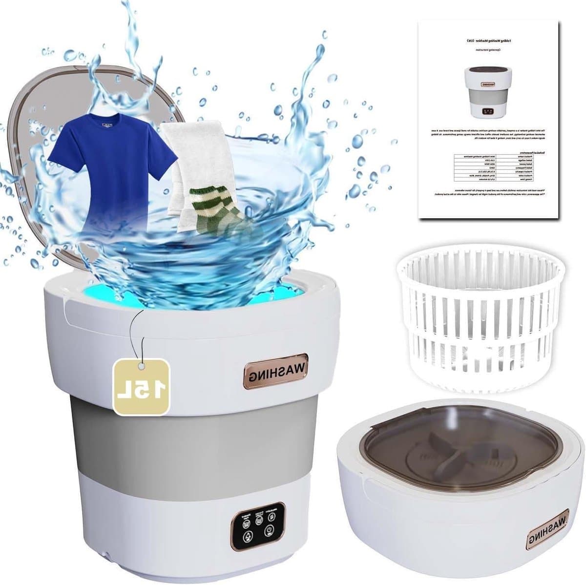 Mini Wasmachine met Centrifuge - Voor Kleine Wasgoed - Meerdere Programma's — afbeelding 1