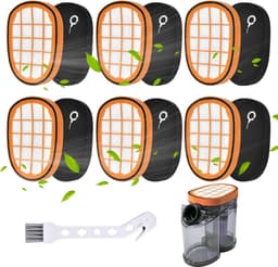 SOLLBRY® - 6 x Filter Geschikt Voor Philips Speedpro Max Aqua 7000 En 8000 Serie - FC5005/01, CP1100/01, CP0663/01 Vervanging Schuimrubber - Steelstofzuiger - Geschikt voor Philips Speedpro Max Schuimfilter - Met Reinigingsborstel — thumbnail 1