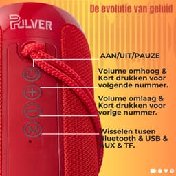 Pulver draadloos Speaker Rood - Muziek box - TG Prox - 10 watt - Speakers – Draadloos – werkt op bluetooth — thumbnail 7