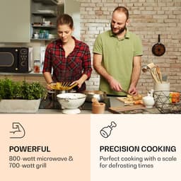Klarstein Magnetron met Grill, 800 W, 20 Liter, 3-in-1 RVS Zwart, Met Ontdooien en Pizzafunctie, Draaiplateau, Compact - voor Keuken - Bruin - Microwave Combimagnetron Microgolfoven Microwave Oven — thumbnail 7