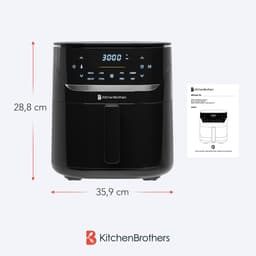 KitchenBrothers Airfryer XL - 5L - 1500W - PFAS-Vrij - Heteluchtfriteuse - 80ºC tot 200ºC - 8 Kookprogramma's - Zwart — thumbnail 10