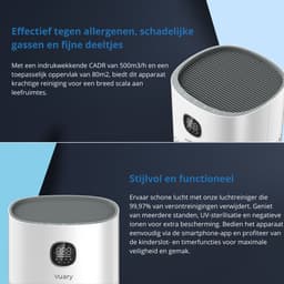 Vuary A6 Slimme Luchtreiniger - Luchtreinigers - Air purifier - Luchtreiniger met HEPA filter - Smart WiFi Bediening via App - Lage Geluidsproductie — thumbnail 2
