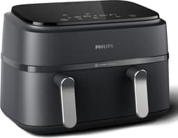 Philips 3000 Series Dual Airfryer - NA351/00 - Dubbele Mand - 9L - Tot 6 Personen - Zwart/Zilver — thumbnail 1