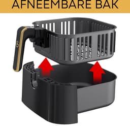 AG Airfryer XXL Premium- Luchtfriteuse - Anti-aanbak - Tot 8 personen- Uitneembare Bak - Vaatwasserbestendig - Met Receptenboek - Extreem Stil- Snelkooktechnologie - Digitaal Display - Tot 200°C - 8 Voorgeprogrammeerde standen. 5.5L Zwart — thumbnail 3