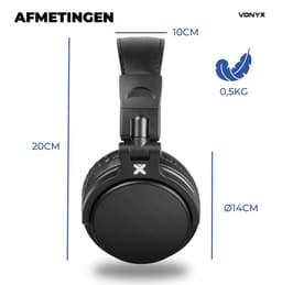 DJ koptelefoon - Vonyx HDX50BK - Over ear koptelefoon - Voor beginnende DJ’s - Met opbergtas - Zwart — thumbnail 8