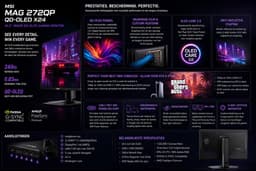 MSI MAG 272QP QD-OLED X24 - QHD OLED Gaming Monitor - 240hz - HDMI 2.1 - USB-hub - USB-C 15w - 27 inch — thumbnail 3