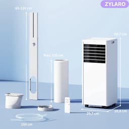 4-in-1 Mobiele Airco - Draagbare Airconditioner - 4-in-1 Koelen, Ontvochtiger, Ventilator & Slaapstand - 7000 BTU - voor 20-30 m² - met Afstandsbediening & Timer - 55 dB - Wit — thumbnail 9