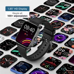 KIMO DIRECT Aurel Smartwatch - Smartwatch Dames & Heren - Stappenteller - Hartslagmeter - Bloeddrukmeter - Smartwatches - Android & iOS - Zwart — thumbnail 4