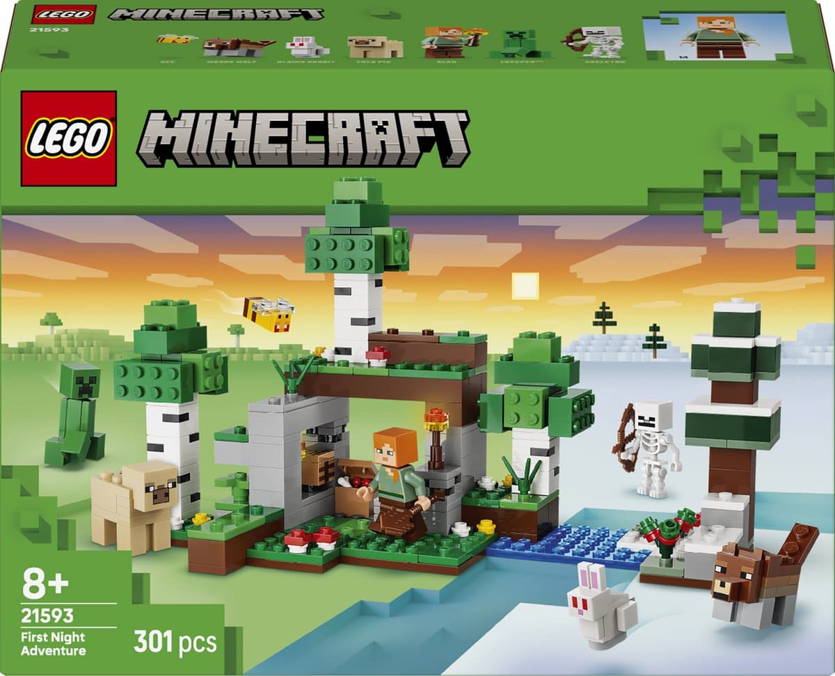 LEGO Minecraft Eerste Nacht-Avontuur Speelgoed voor Kinderen en Kinderkamer Decoratie 21593 — afbeelding 1