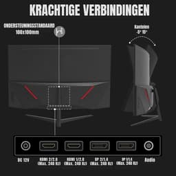 Quvo® Gaming Monitor 240hz - Gaming Monitor - Zwart - 18xm x 72cm x 59cm ; 5.5 kg — thumbnail 2