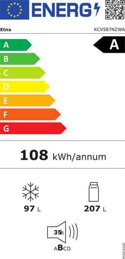 ETNA KCV587NZWA - Koel-en vriescombinatie - Vrijstaand - Zwart - Energielabel A - 304l - Super Freeze - 35 dB - LED verlichting — thumbnail 2