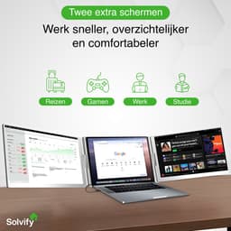 Portable Monitor 2x 16 inch Full HD - OneCable - Tri Screen Laptop Scherm Uitbreider - Extra Scherm Laptop - Draagbare Monitor - Plug & Play - Solvify — thumbnail 3