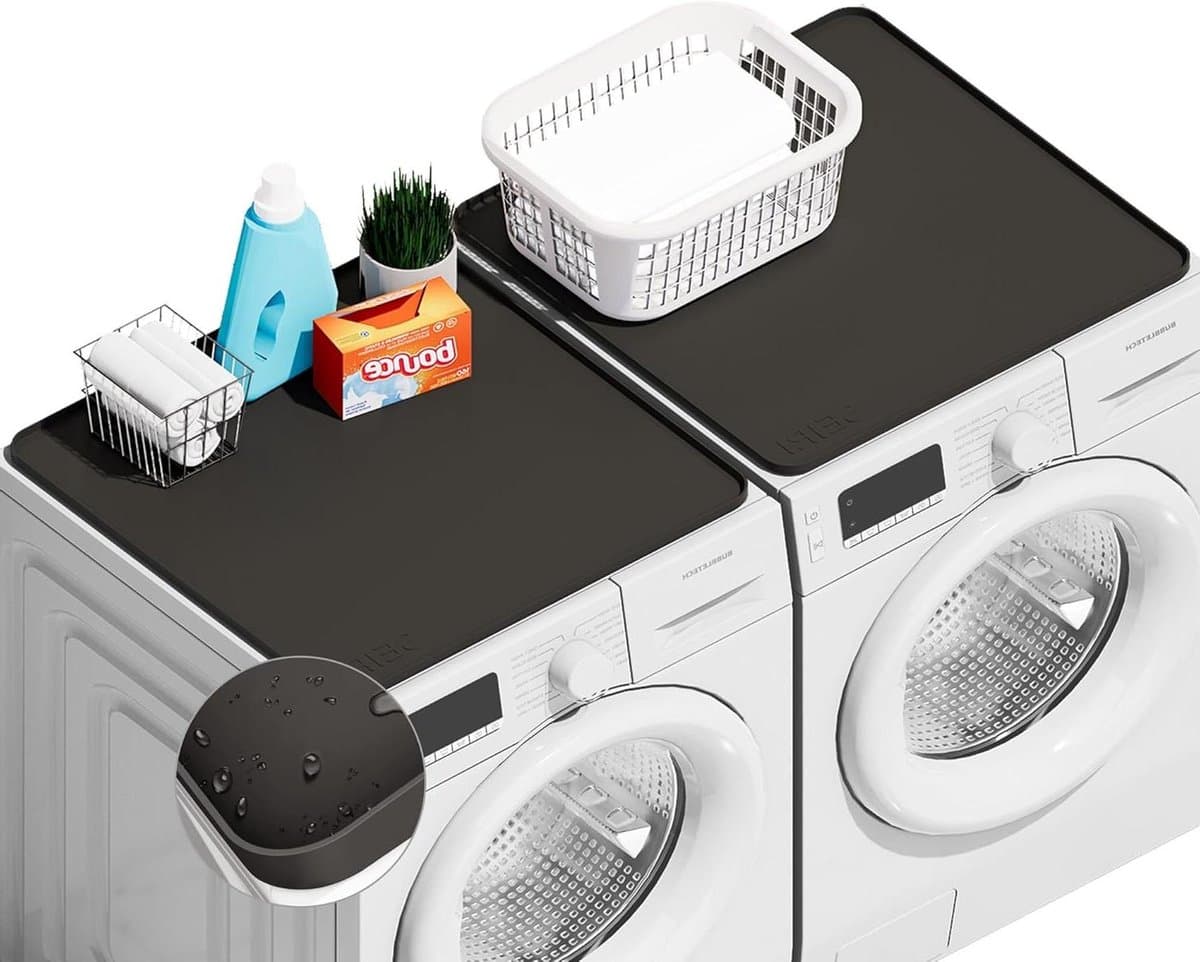 Wasmachine Droger Hoezen - Apparaat Beschermers - Apparatuur Beschermen - Waterdicht Antislip - 66 x 66 cm - Donkergrijs — afbeelding 1
