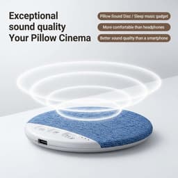 Ultradunne Bluetooth-kussenspeaker – Mini draagbare speaker voor onder het kussen – Draadloos slaapapparaat met witte ruis en timer – Met beengeleiding – Geschikt voor zijslapers – Biedt intieme stereo voor volwassenen en kinderen – Blauw — thumbnail 7