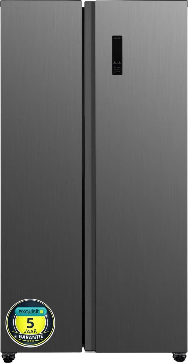 Exquisit CDJ445-041EG - Amerikaanse koelkast - Met Display - 5 Jaar Garantie - Ice-Twister - Snelvries functie - No Frost - 442 Liter - Inox — afbeelding 1