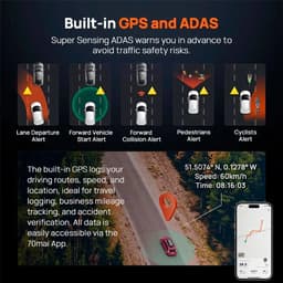 70mai Dash Cam 4K A800SE - Dashcam - 4K Ultra HD opname met HDR - GPS en ADAS rijassistentie - Parkeerstand beveiliging - WiFi app bediening - G-sensor voor incidentdetectie en continue opname — thumbnail 9