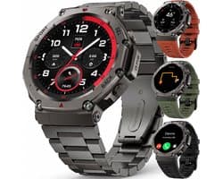Synyq GPS ProX - GPS Smartwatch Heren - 4 Bandjes - AMOLED - 5ATM Waterdicht - 51 mm - Belfunctie - 170+ Sportmodi - Horloge Heren - Smartwatch Heren - Sport Horloge - iOS & Android