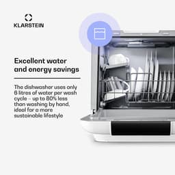 Klarstein Melville mini vaatwasser - Compacte vaatwasser voor 3 couverts, met 7 programma's, 6 liter waterverbruik, AquaStop, draagbaar design — thumbnail 4