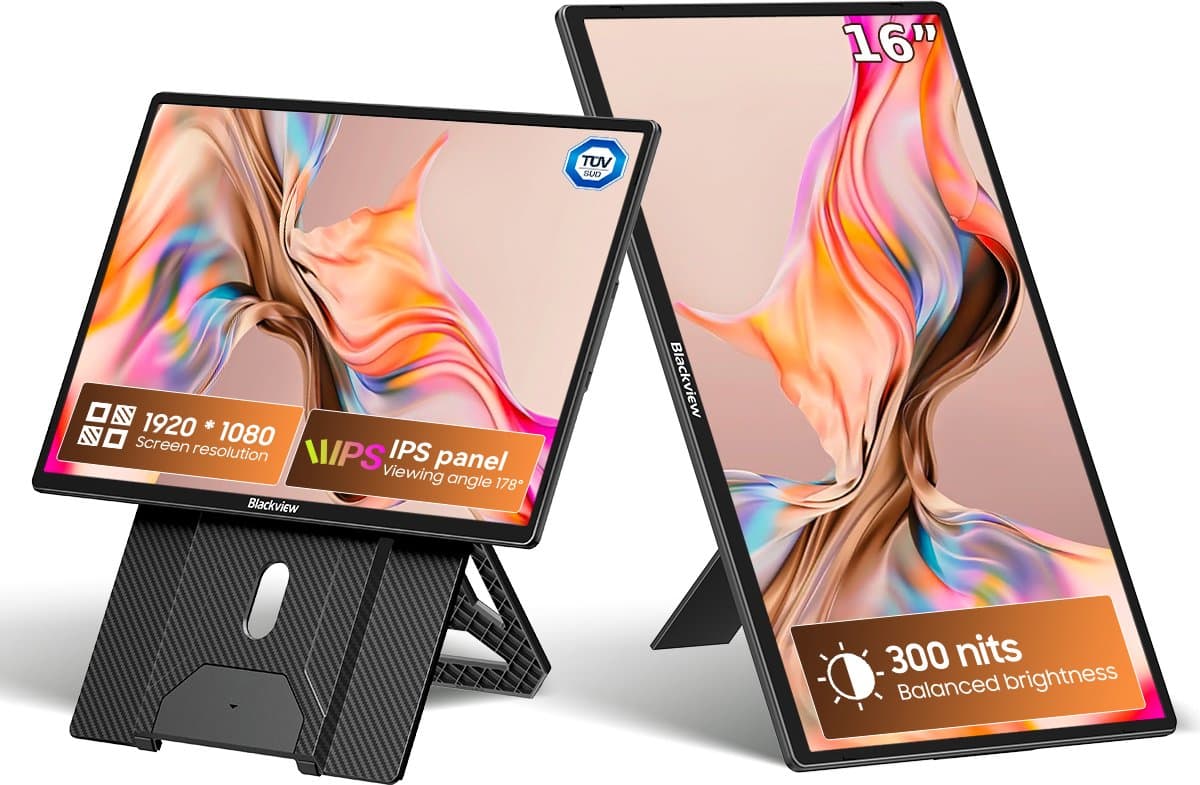Blackview Table 9 Portable Monitor - 16 Inch Full HD Draagbare monitor - Draagbaar scherm met USB-C & HDMI - Plug & Play — afbeelding 1