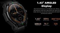 Smartwatch - GPS - Zwart - Inclusief 2 bandjes - Black Shark GS3 — thumbnail 13