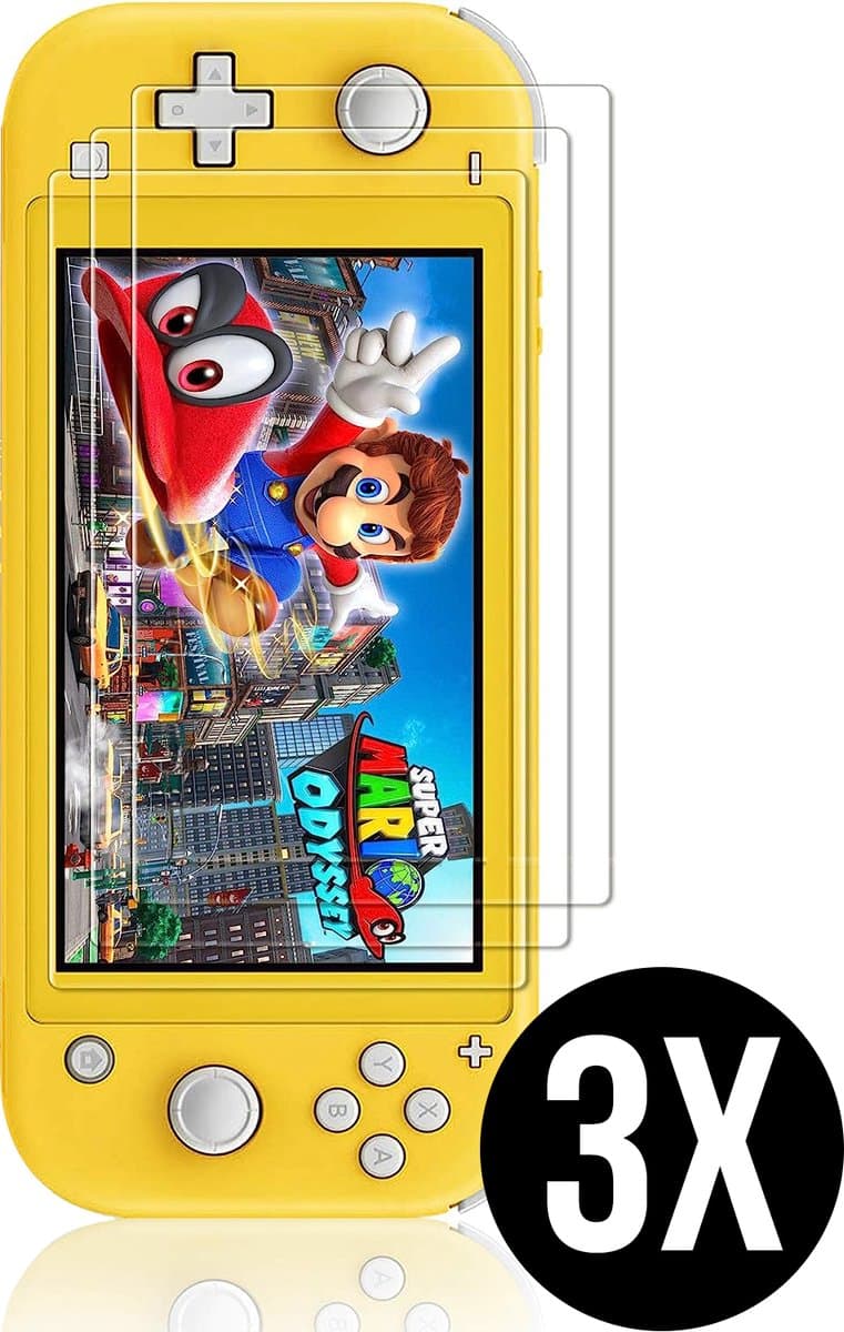 Podec - 3x Screenprotector geschikt voor Nintendo Switch Lite - Tempered Glass Screen Cover — afbeelding 1