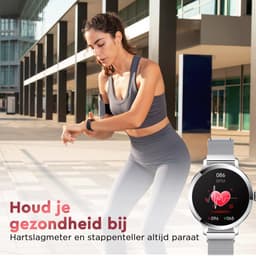 Golden Sound AMOLED Smartwatch Dames - 3 extra bandjes - Geschikt voor elke laptop en smartphone - Stappenteller - Slaapmonitor - Saturatiemeter - 42mm - Zilver — thumbnail 7