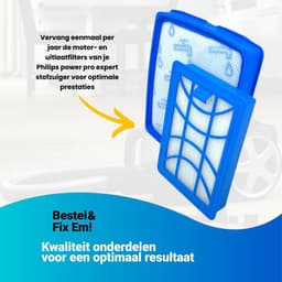 Fixem® Filterset geschikt voor Philips stofzuiger FC8003 & CP0618 - voor PowerPro Expert series - hepafilter allergiefilter stofzuigerfilter - nr. FC6042 - FC9729, 9741, 9743, 9744 en 9745 — thumbnail 3