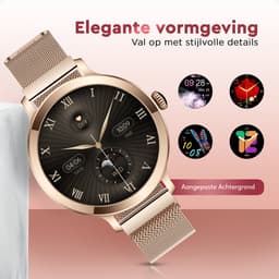 Golden Sound AMOLED Smartwatch Dames - 3 extra bandjes - Horloge dames - Geschikt voor elke laptop en smartphone - Stappenteller - Slaapmonitor - Saturatiemeter - 42mm — thumbnail 13