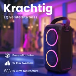 Auronic Partybox - Bluetooth - Party Speaker - Muziek box - Discolichten - USB, AUX en SD-kaart Aansluiting - Zwart — thumbnail 2