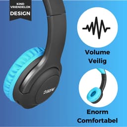 WiseQ HERO Kinderkoptelefoon – Draadloze Koptelefoon Kind met Bluetooth – 13dB Geluidsdempend – 38u batterij & Microfoon – Blauw & Zwart — thumbnail 6