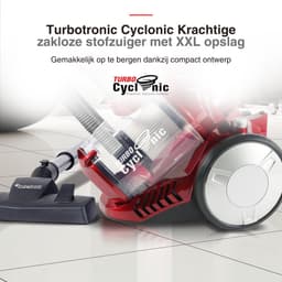 TurboTronic CV07 Stofzuiger zonder zak - Compact Design - Hoge Zuigkracht - Zakloze Stofzuiger - Rood — thumbnail 2