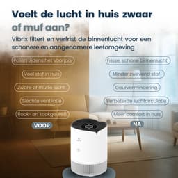 Vibrix PureFlow30 Luchtreiniger / Air Purifier – HEPA H13 + koolstoffilter – 180 m³/u – Voor kamers tot 30 m² – Ionisator – App-bediening – Zeer stil met slaapstand – Luchtkwaliteitindicator — thumbnail 12