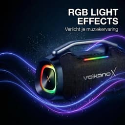 VolkanoX Ignite Bluetooth Speaker - Muziek box - 140W Partybox met RGB Verlichting - Spatwaterdicht - FM Radio - TWS - Zwart — thumbnail 3