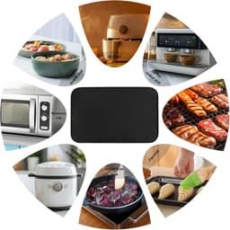 Hittebestendige matten - 45*38cm - Siliconen aanrechtbeschermer - Vuurvaste onderlegger - Hittebeschermingsmat - Dikke aanrechtbeschermer - Antislipglasvezel - Voor airfryer, koffiezetapparaat, broodrooster - Zwart — thumbnail 2