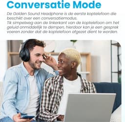 Golden Sound Draadloze Koptelefoon - Active Noise Cancelling tot 35dB - Ambient Mode - 60+ batterijduur - Over ear - Conversation mode - Koptelefoon bluetooth - Koptelefoons — thumbnail 5
